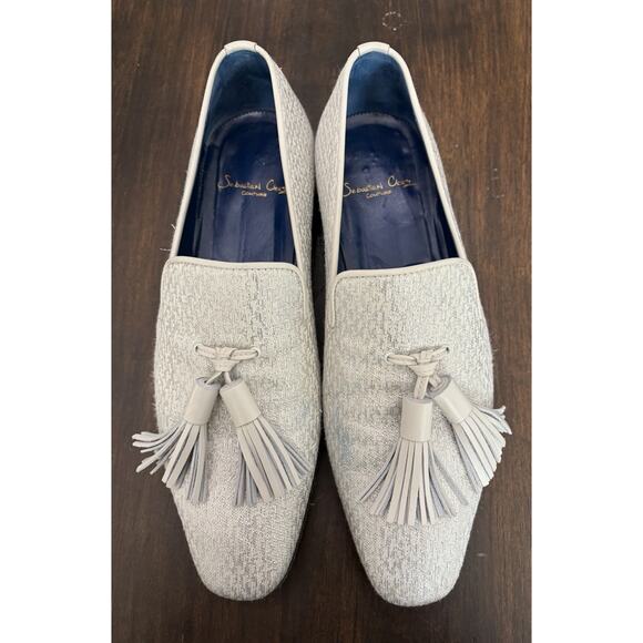 Sebastian Cruz Couture Men’s Silver Slip Sequin Loafers Tassle 40 Size 7.5 $1495 main image 7